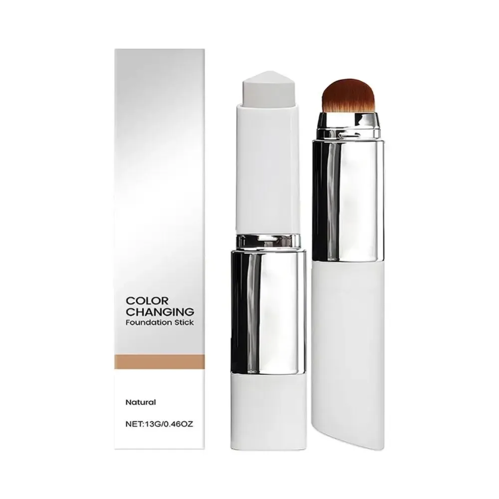 2-in-1 farbwechselnder Foundation-Stick, flüssig, leicht, feuchtigkeitsspendend, aufhellend, Farbwechsel für alle Hauttypen