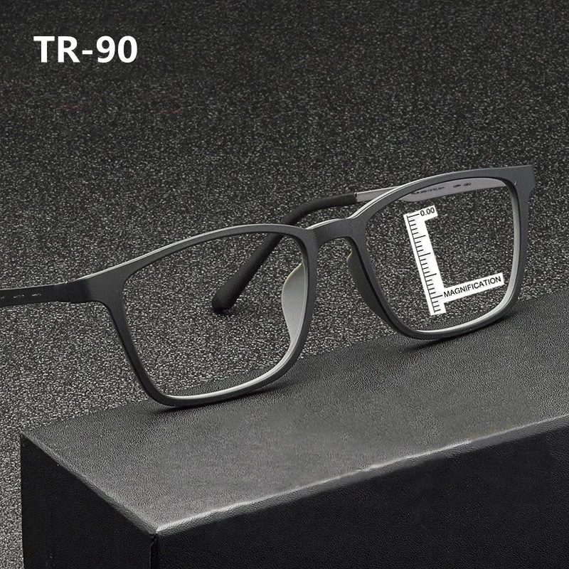 Hochwertige progressive Lesebrille aus reinem Titan für Herren, Anti-Blaulicht-Presbyopie-Brille mit Dioptrien + 1,0 bis + 4,0