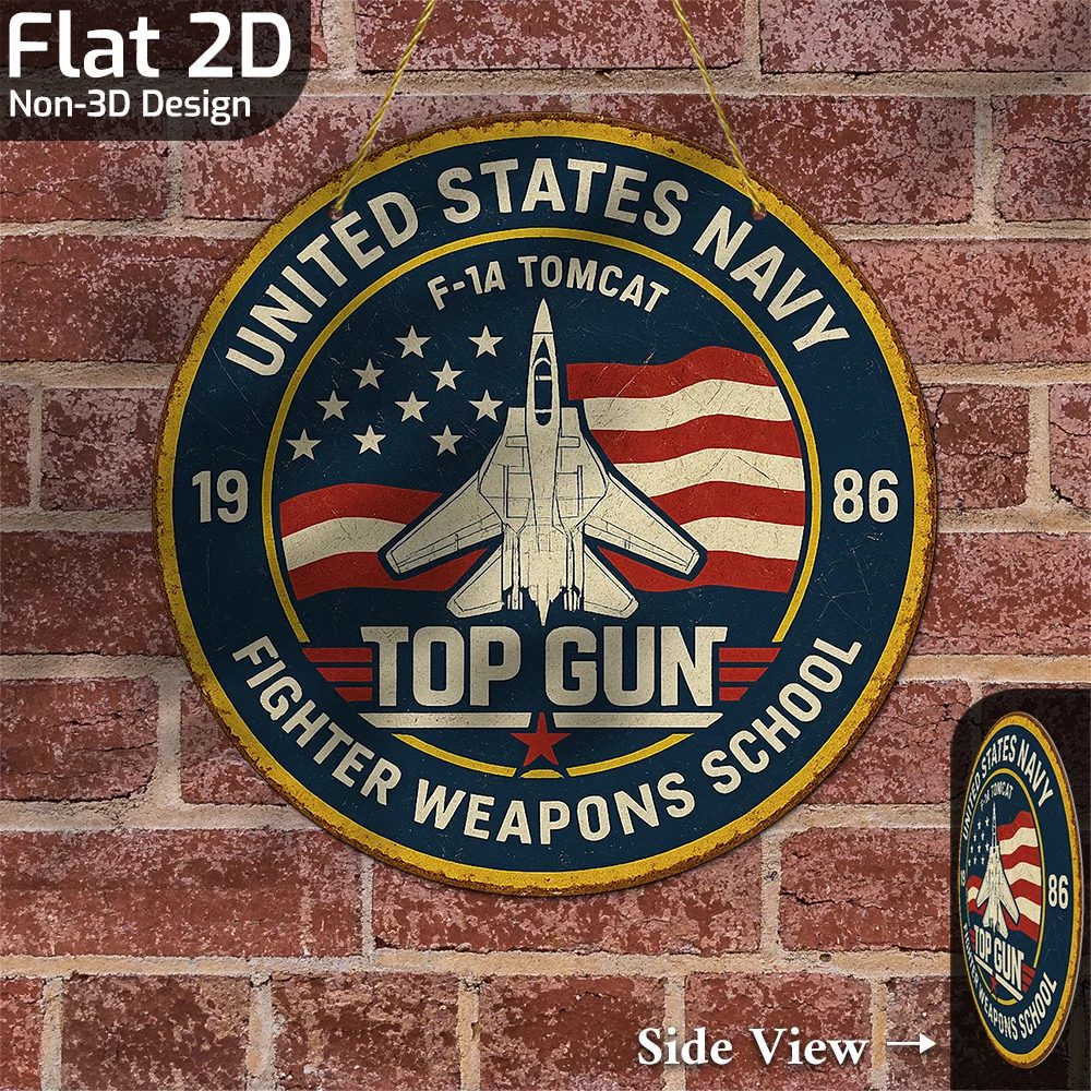 US Navy F-14 Tomcat Fighter Metall-Wandschild, 20,3 x 20,3 cm, Retro-Heimdekoration, Geschenk für Top Gun Fans, Büro, Wohnzimmer