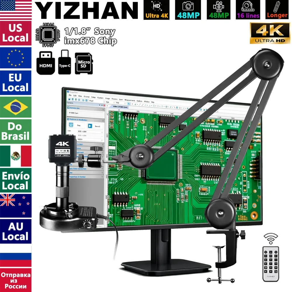 YIZHAN 4K mikroskope digital mit Software, imx678 imx415 Sensor, 150X elektronisches Mikroskop zum Löten, verstärkte Halterung, Elektronischer Zoom, Foto, Video und Messung integriert, Echtes 4K