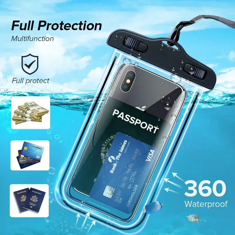 IP68 Universelle wasserdichte Handyhüllen Tasche für iPhone 16 15 14 13 12 11 Pro Max Samsung S23 S24 S25 Ultra Swim Cover Zubehör