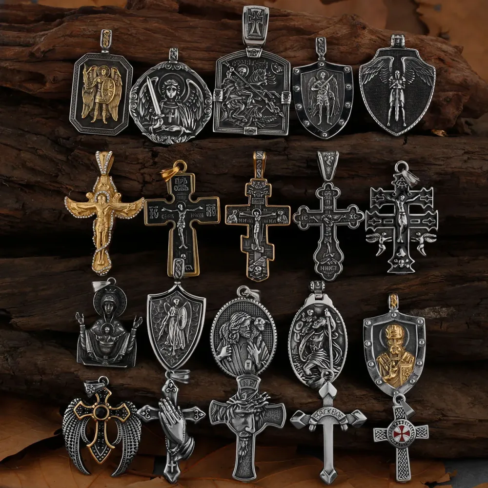 Edelstahl Hip Hop Mode Religiöse Kreuz Halskette Verschiedene Männer und Frauen Jesus Gläubige Anhänger Halskette Großhandel
