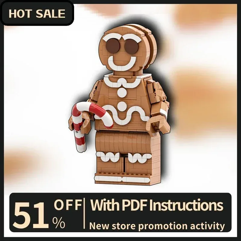 Neue 835-teilige Weihnachtsfiguren-Serie Moc Lebkuchenmann Modellbausatz Individuelles Puzzle DIY Kreative Idee Spielzeug Geburtstagsgeschenke