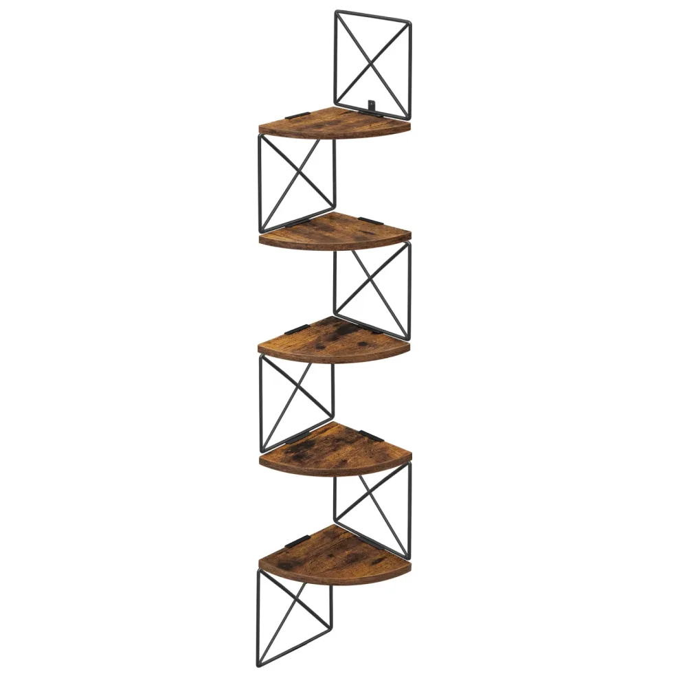 VASAGLE Eckregal, Wandregal mit Zickzack-Design, 5 Ebenen, Bücherregal, für Schlafzimmer, Arbeitszimmer, Wohnzimmer, Badezimmer
