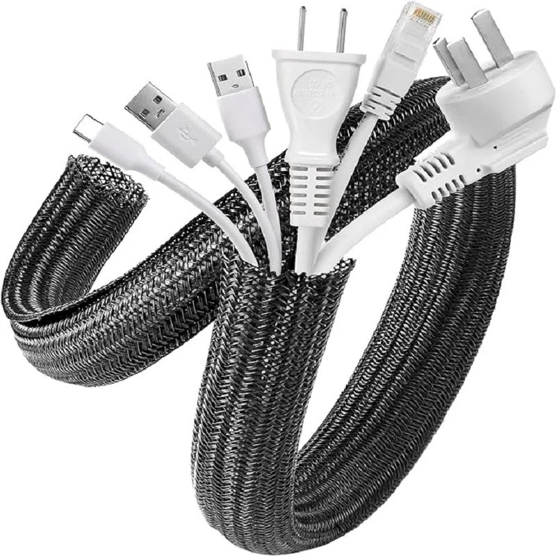 1M 3M 5M geflochtene Kabelhülse PET Nylon Wrapping Kabelgehäuse Kabelhülsen Draht für Schreibtisch PC TV Drahtschutz Kabelwickelabdeckung