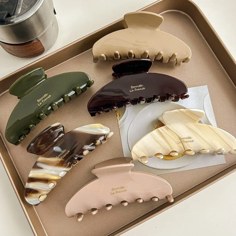 Frauen Exquisite Elegante Haar Krallen Shark Haar Clips Große Acetat Trendy Mädchen Haar Zubehör Temperament Haar Klaue