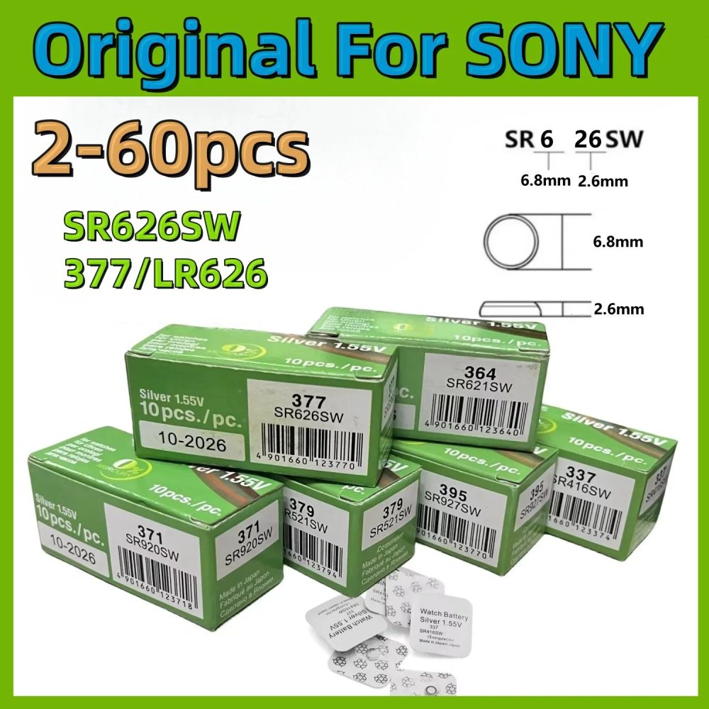 Original 2-60 stücke Für SONY SR626SW LR626 AG4 Batterien LR66 377 377A Alkaline Batterie Uhr Spielzeug Auto Fernbedienung knopfzelle 1,55 V