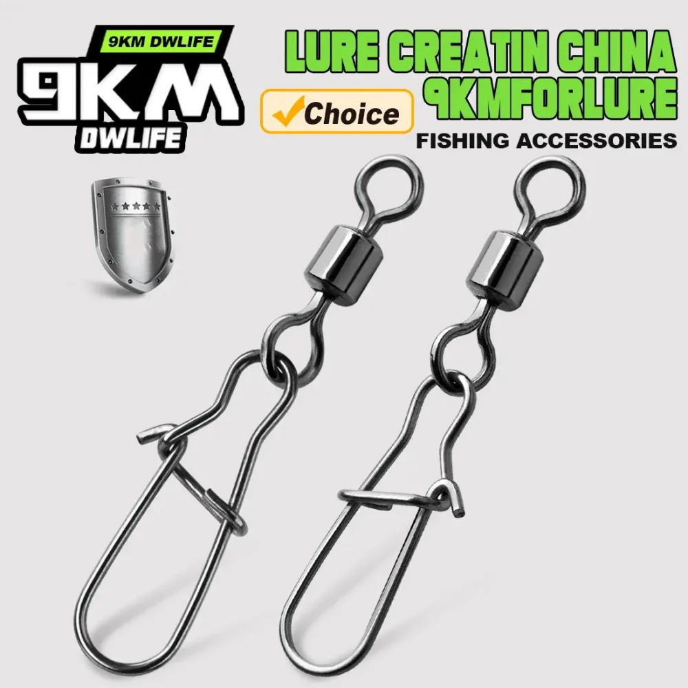 9KM 25Pcs Angeln Snap Wirbel Edelstahl Salzwasser Angeln Rolling Duo-Lock Snap Swivel Anschlüsse Tackle