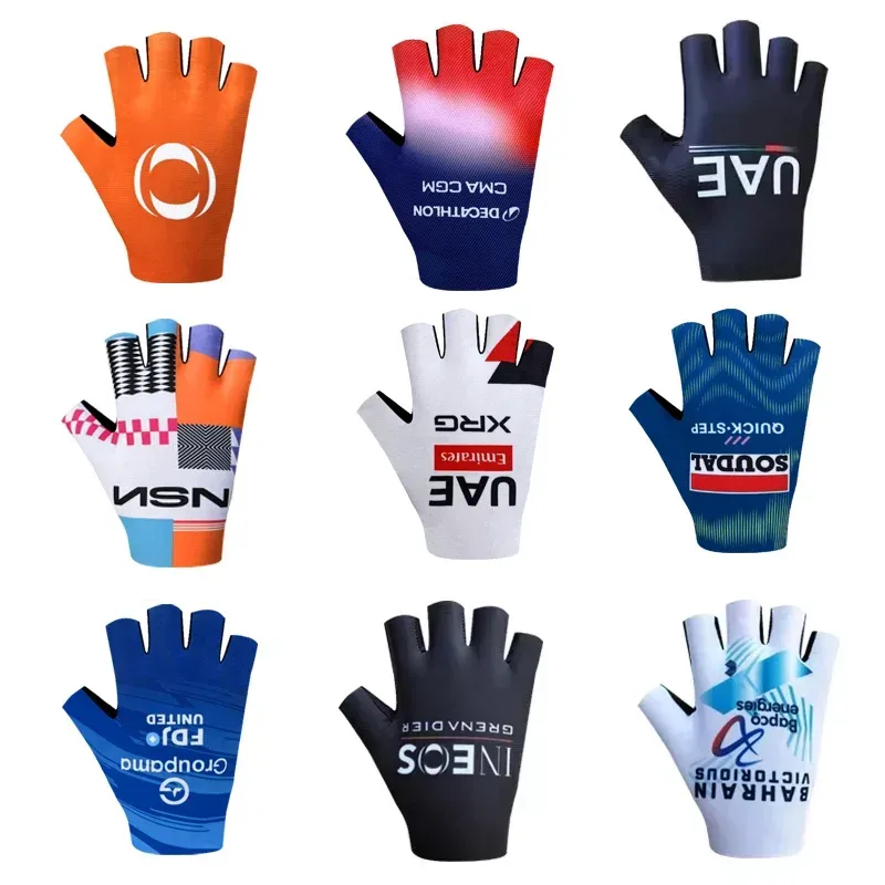 Pro Team 2026 Atmungsaktive Fahrradhandschuhe UAE ITALIEN Rennrad-Handschuhe Herren Sport Halbfinger Anti-Rutsch MTB Fahrradhandschuh