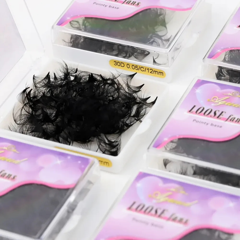 AGUUD Alle Größen 3D-40D Lose Fächer-Wimpernverlängerungen Mega-Volumen-Fächer Spitze Basis Vorgefertigter Fächer-Blumenstrauß Professionelle Make-up-Wimpern