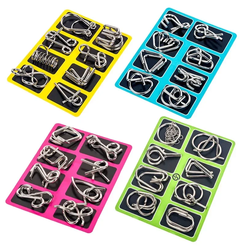 8 Teile/satz Metall Montessori Puzzle Draht Geist Gehirn Teaser Puzzles Kinder Erwachsene Interaktive Spiel Reliever Pädagogisches Spielzeug