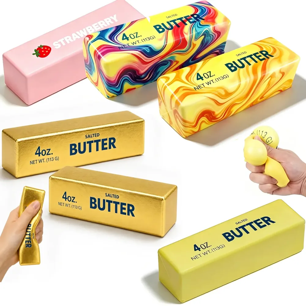 Butter-Squeeze-Spielzeuge, langsam zurückfedernde Butter-Sticks, Squishy-Spielzeuge zur Angstlinderung, weiche Squishy-Spielzeuge aus PU-Schaum, dehnbare Fidget-Spielzeuge für Erwachsene.