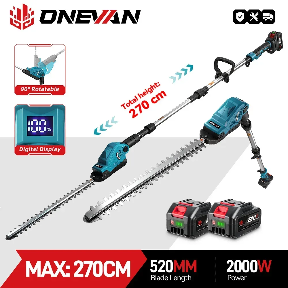 ONEVAN 20-Zoll Elektrische Hochastschere Kabellose Teleskop-Heckenschere Garten-Elektrowerkzeuge für Makita 18V Akku