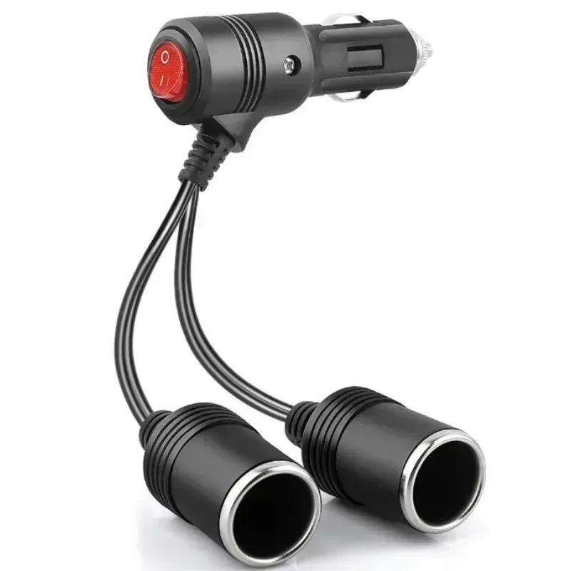 Neuer Bestseller 20cm mit Ein/Aus-Schalter Universeller Auto-Zigarettenanzünder-Verteileradapter 1 Stecker auf 2 Buchsen Y-Verteiler