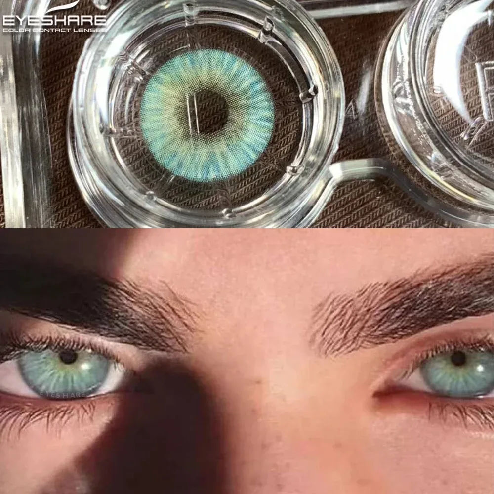 EYESHARE Neue modische farbige Kontaktlinsen für Augen, braune Augen, Kontaktlinsen, buntes Make-up, grüne Augenlinsen, jährlich, 2 Stück/Paar