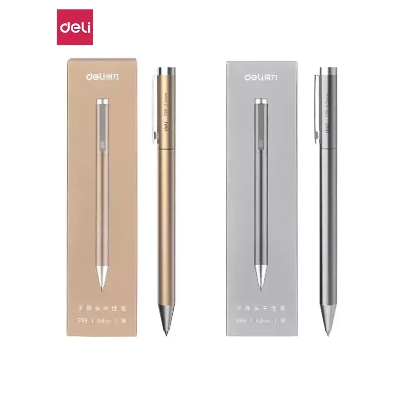 Deli Metall Zeichen Stift Stifte Gold/Silber Gel Stift 0,5mm Mine PREMEC Glatte Mine MiKuni Japan Tinte schwarz Für Xiaomi Zeichen Stift