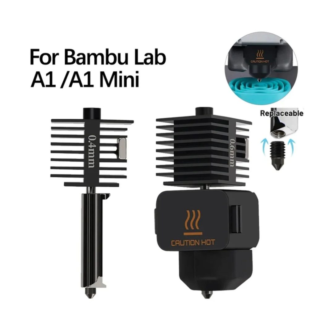Hotend-Kit für Bambu Lab A1/A1 Mini/A2L, schnelle Hot-End-Baugruppe, 0,2/0,4/0,6/0,8 mm gehärtete Stahldüse, 3D-Druckerteil