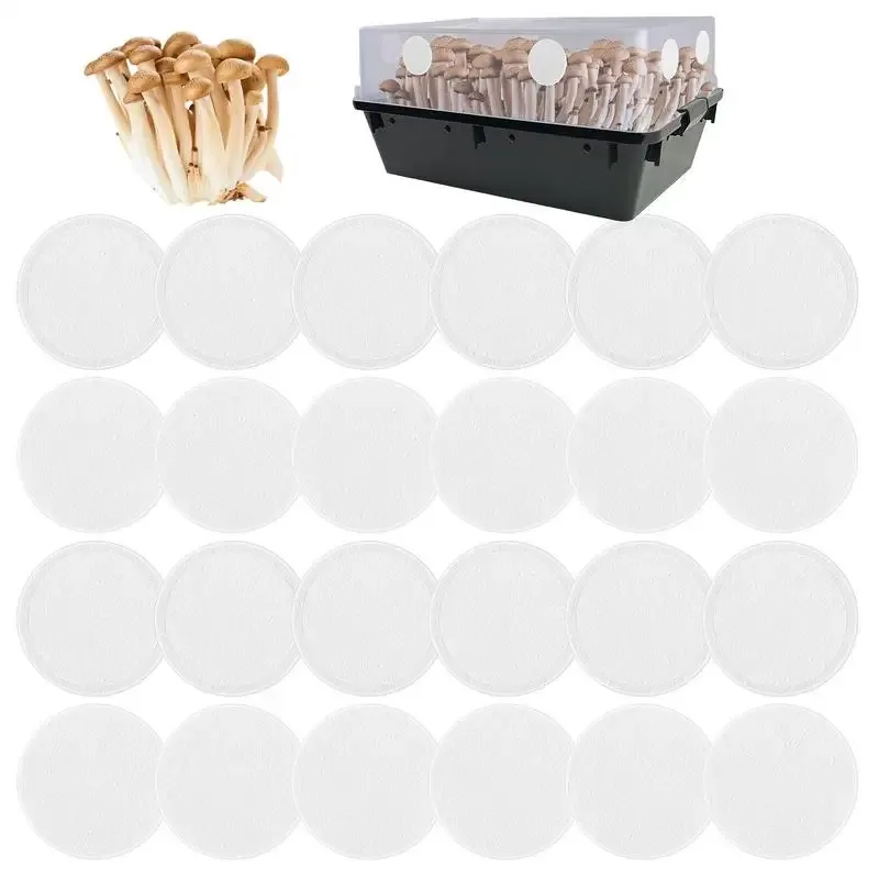 24 Stück Monotub-Klebstofffilterscheiben, Monotub-Filter, Baumwolle, Feuchtigkeitsaufhaltung, Bildschirm für Pilzbau, Filterpad