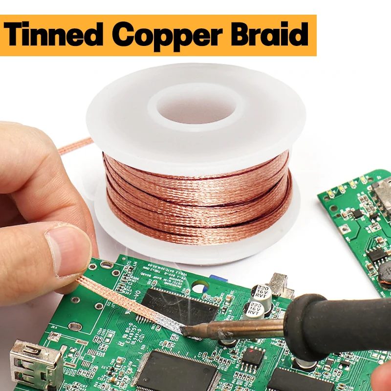 Flussmittelbeschichteter Entlötdraht Lötdocht 1/2/3/4mm Breite, 1,5M 3M 6M 10M Länge, Hochreines Kupfer für Schnelle PCB BGA SMD Reparatur