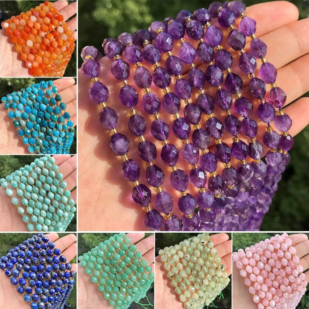 8x7mm Facettierte Ovale Stein Natürliche Amethyst Amazonit Quarz Perle Spacer Perle Für Schmuck Machen Diy Armband Halskette zubehör
