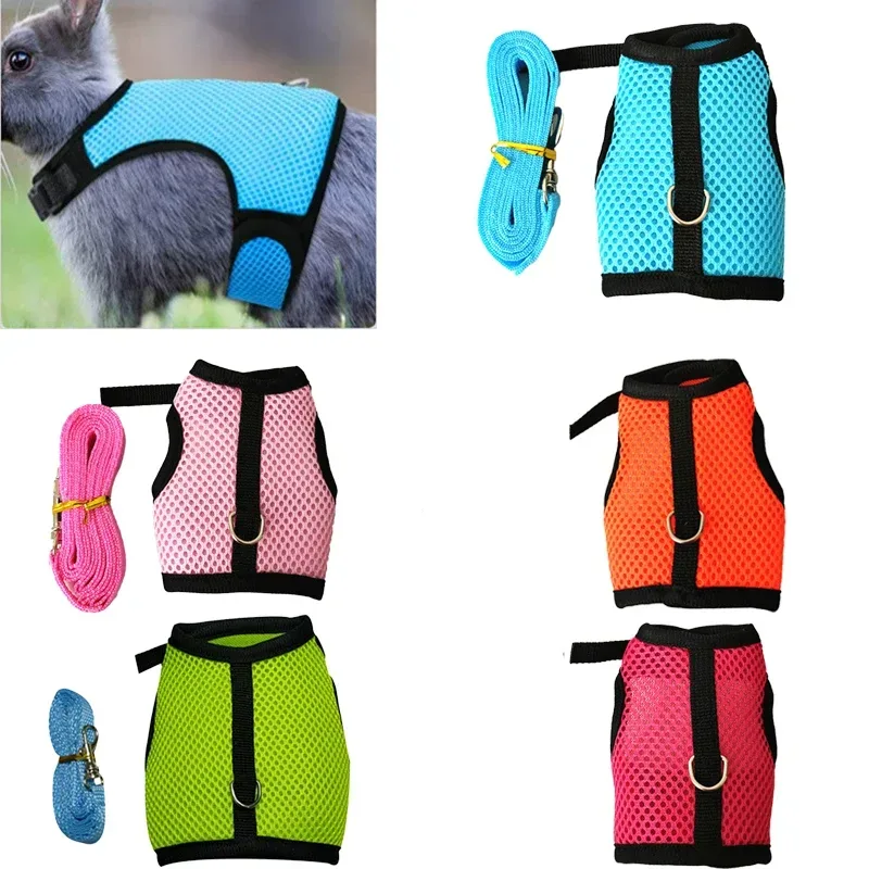Pet Zubehör Kaninchen Geschirre Weste Leinen Set Weiche Mesh Harness mit Leine Kleine Tier Guinea Schwein Hamster Bunny Zubehör