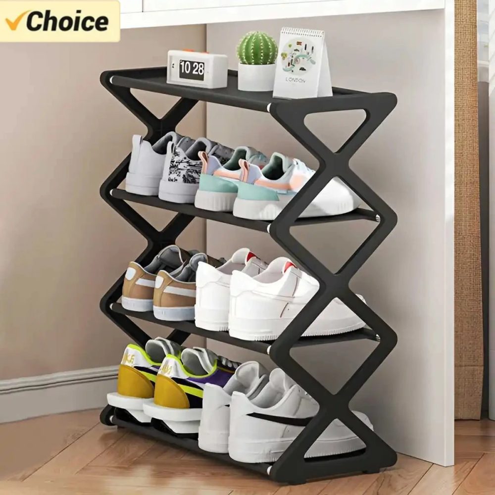 Heißer Verkauf: 4-stöckiges X-förmiges Schuhregal, Multifunktionales X-Design Staubgeschütztes Aufbewahrungsregal für Schlafsäle, Eingangsbereiche, Flure und Schlafzimmer