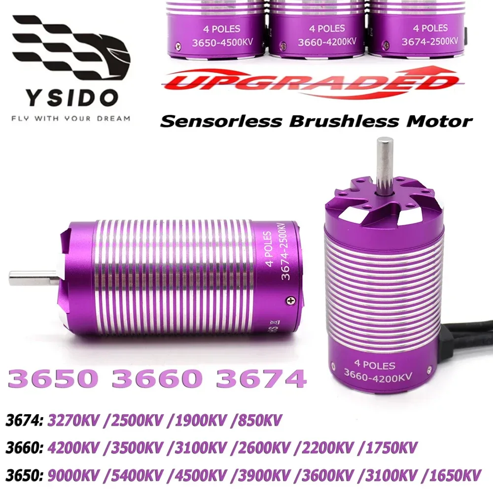 YSIDO 3650 3660 3674 Sensorloser bürstenloser Motor für 1/8 1/10 Axial Traxxas TRX4 Wltoys MJX RC Car Drift Racing Off-Road Truck
