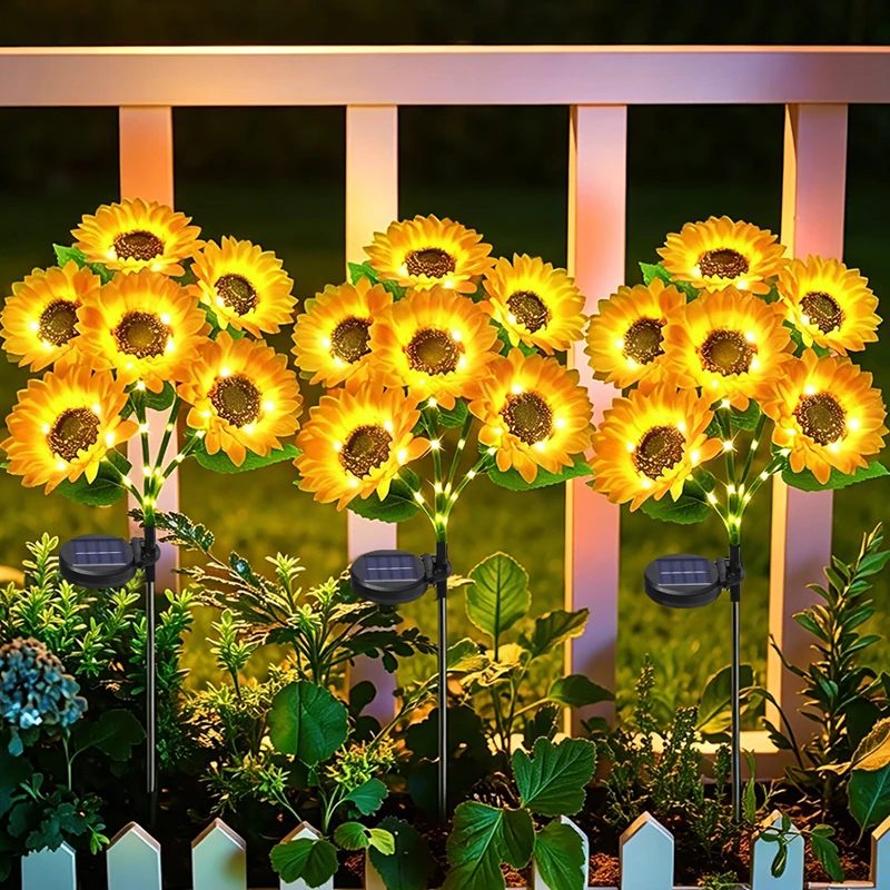 Solar-Gartenleuchten für Außenbereich, Sonnenblumen-Gartendekoration, Rasenlampe, Wasserdichte Außendekoration für Landschaft, Garten, Terrasse und Zaun