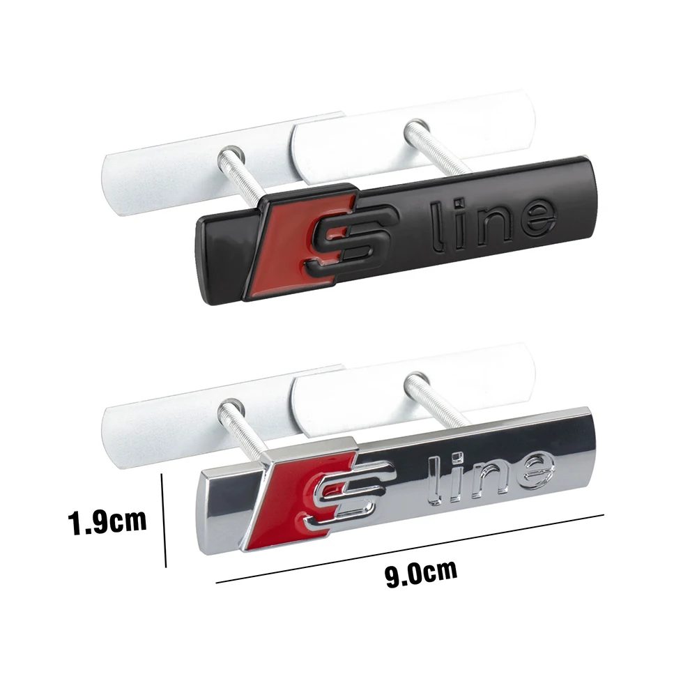 1 Stück SLINE Emblem Auto Frontgrill Abzeichen Karosserie Kofferraum Aufkleber Dekoration Ventilkappe für Audi A4 B8 A3 8P Q3 8U F3 8V A6 8R 4L Q2 RS