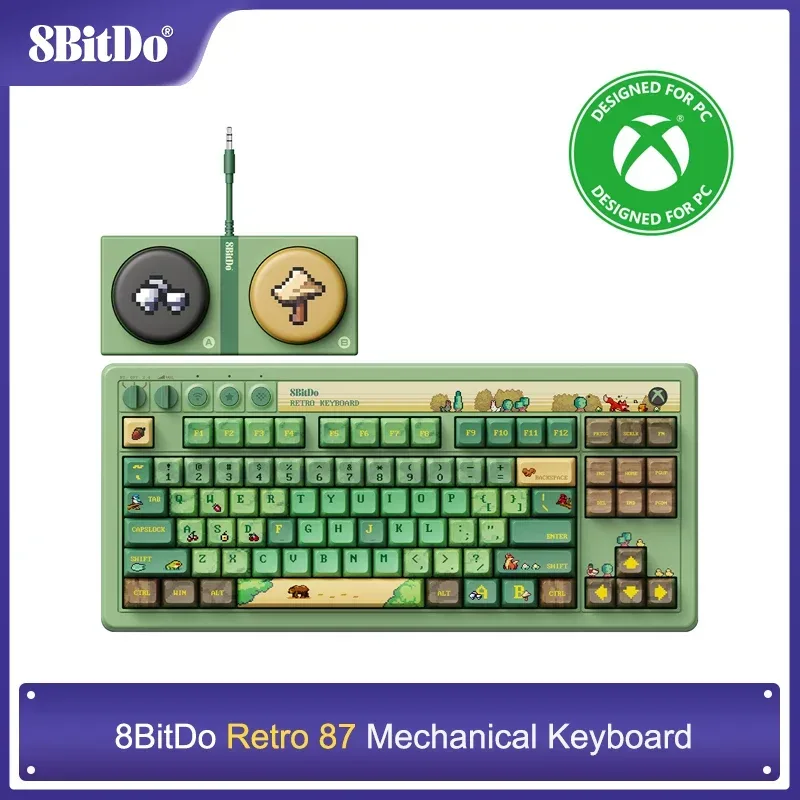 8BitDo Retro 87 Mechanische Tastatur - Forest Wonder, Bluetooth/2.4G/USB-C Hot-Swap-Gaming-Tastatur für Windows-PC und Android