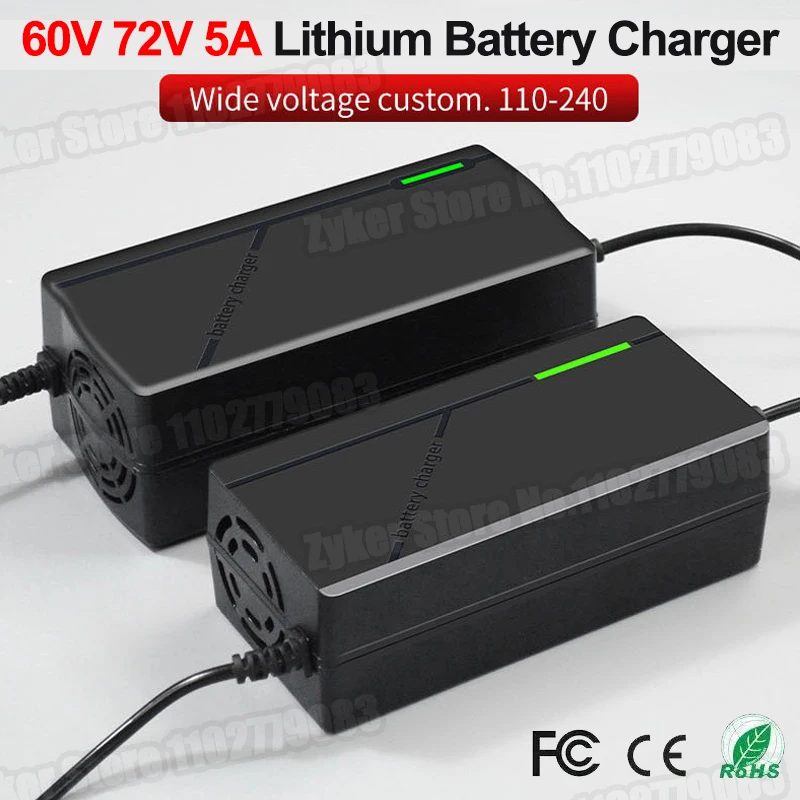 60V 72V 5A Lithium-Batterie-Ladegerät 67,2V 84V 5A Lithium-Akku 16S 20S 5A Intelligente intelligente Schnellladegeräte EU-Stecker