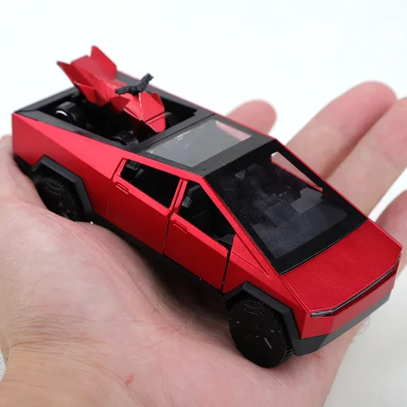 (Verpackt) 1:36 Alloy Pickup CyberTruck Rückzieh-Auto Sammlung für Jungen und Kinder, Ein Großes und Ein Kleines Vintage-Spielzeugauto