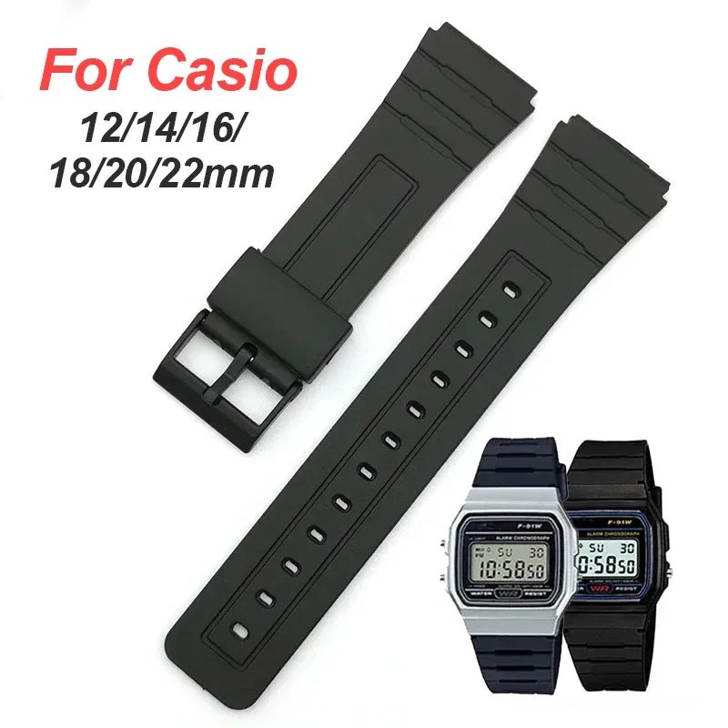 18 20 22 mm Silikonarmband für CASIO W800H SGW400 Armband für F84 F91W AE1200/1300 A158/168 F105/108 Harzarmband 12 14 16 mm