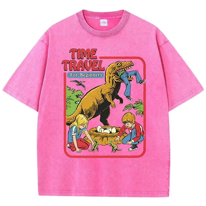 Diebstahl Dinosaurier Baby gefangen gewaschen Retro Männer T-Shirts Baumwolle lässig Kurzarm Mode atmungsaktiv lose übergroße T-Shirt