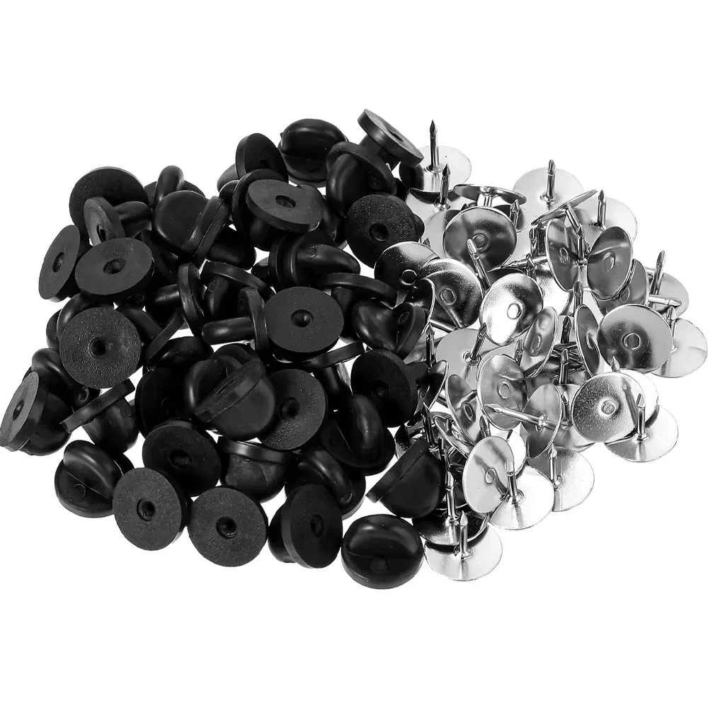 50 Paar Gummi Blank Pin Backs Schmetterling Kupplungs halter Krawatten halter Ersatz mit Revers Emaille Pins für DIY Handwerk machen