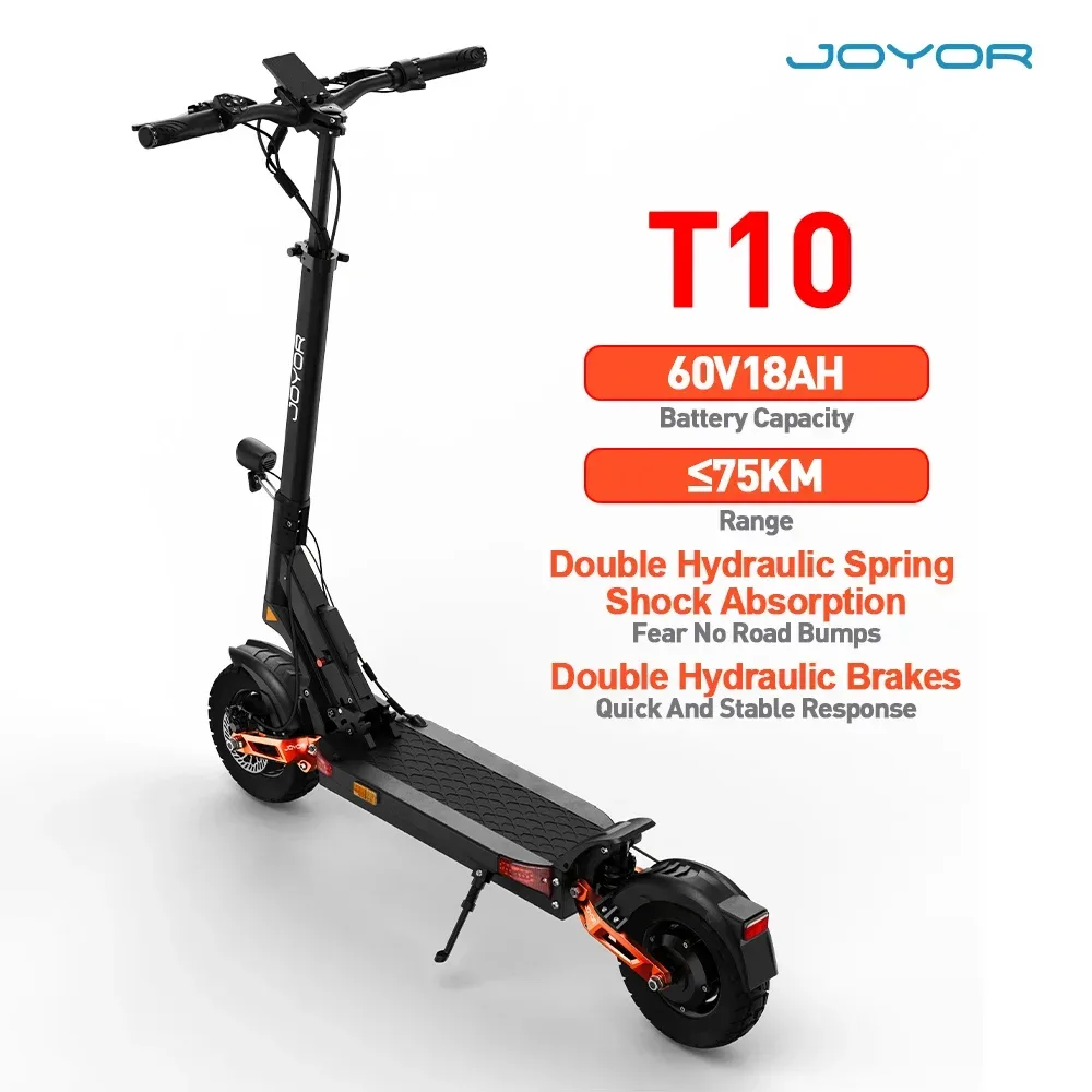 JOYOR T10 Erwachsenen-Elektroroller 60V18AH Akku Offroad 10-Zoll-Reifen Faltbarer E-Scooter für Geländeabenteuer
