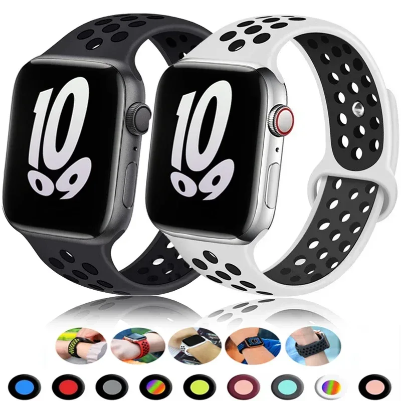 Sportarmband für Apple Watch Band 46 mm 44 mm 40 mm 42-38-41 mm 45 mm Atmungsaktives Armband iWatch Serie 10 9 8 7 6 SE 5 3 Ultra 2 49 mm