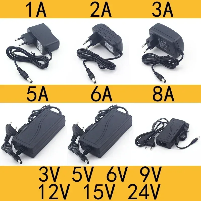 AC 110-240V DC 3V 5V 6V 9V 12V 15V 24V 0.5A 1A 2A 3A 5A 6A 8A Universelles Netzteil Ladegerät Adapter EU US für LED-Beleuchtung