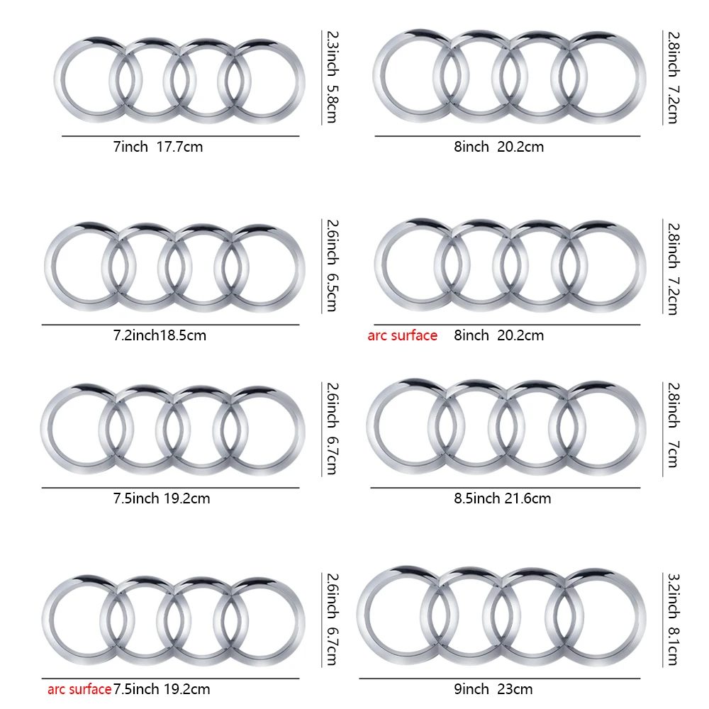 Für AUDI Q5 Q3 A4 A3 A5 A6L A7 A4L Q2L Q7 Q8 S5 S6 S7 R8 S4 ABS Auto 4-Ring-Logo Motorhaube Frontgrill Heckklappe Abzeichen Aufkleber