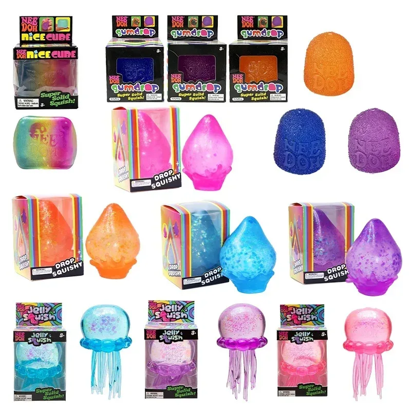 Schylling Needoh Maltose Dream Drop Cube Gumdrop Jellyfish Komplettset Transparente Langsam Zurückfedernde Stressabbau-Spieldekorationen