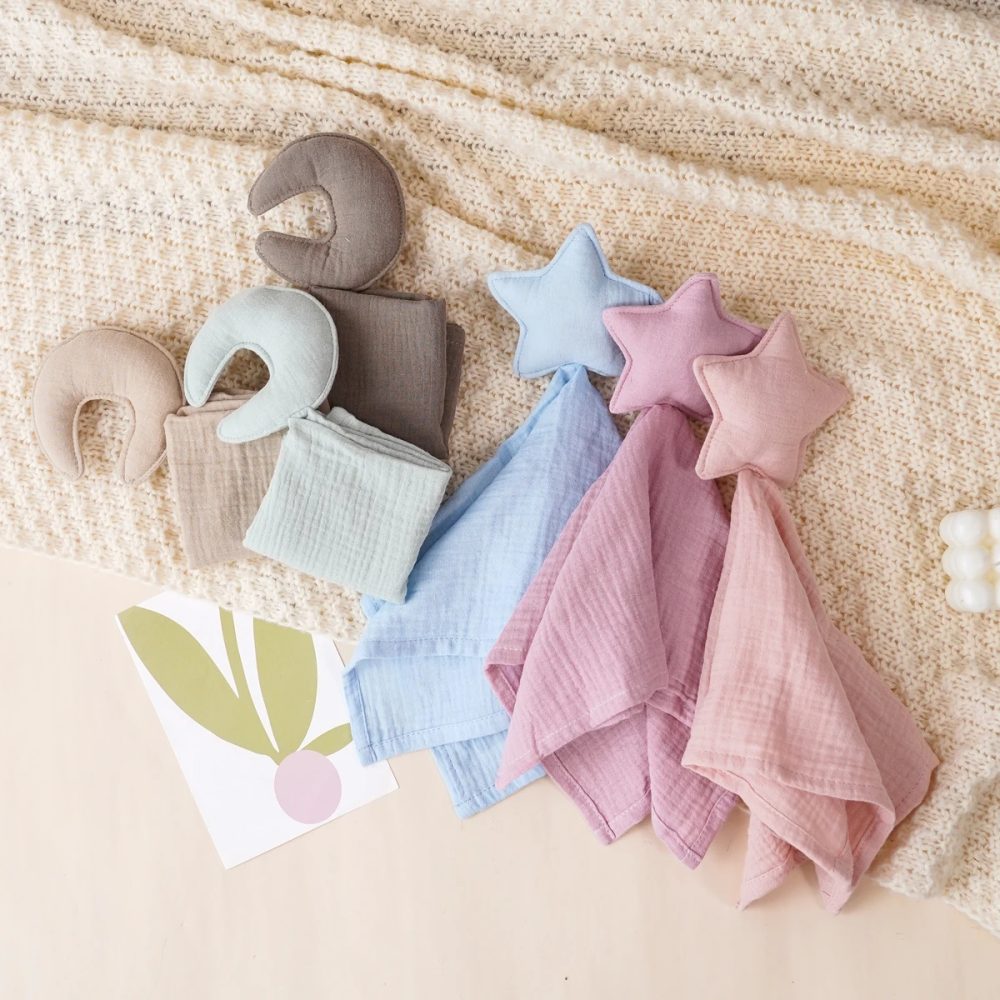 Elinfant Baby-Komforthandtuch aus 100 % Baumwoll-Musselin, Babyhandtuch aus Mond- und Sterngaze, beruhigendes Handtuch für Jungen und Mädchen