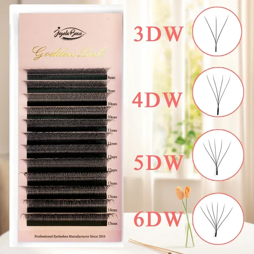Goddess W3D 4D 5D 6D W-Stil Wimpernverlängerung aus Faux Mink, natürlich weiche Bloom Lash, automatisch blühende vorgefertigte Fächerwimpern für Volumen