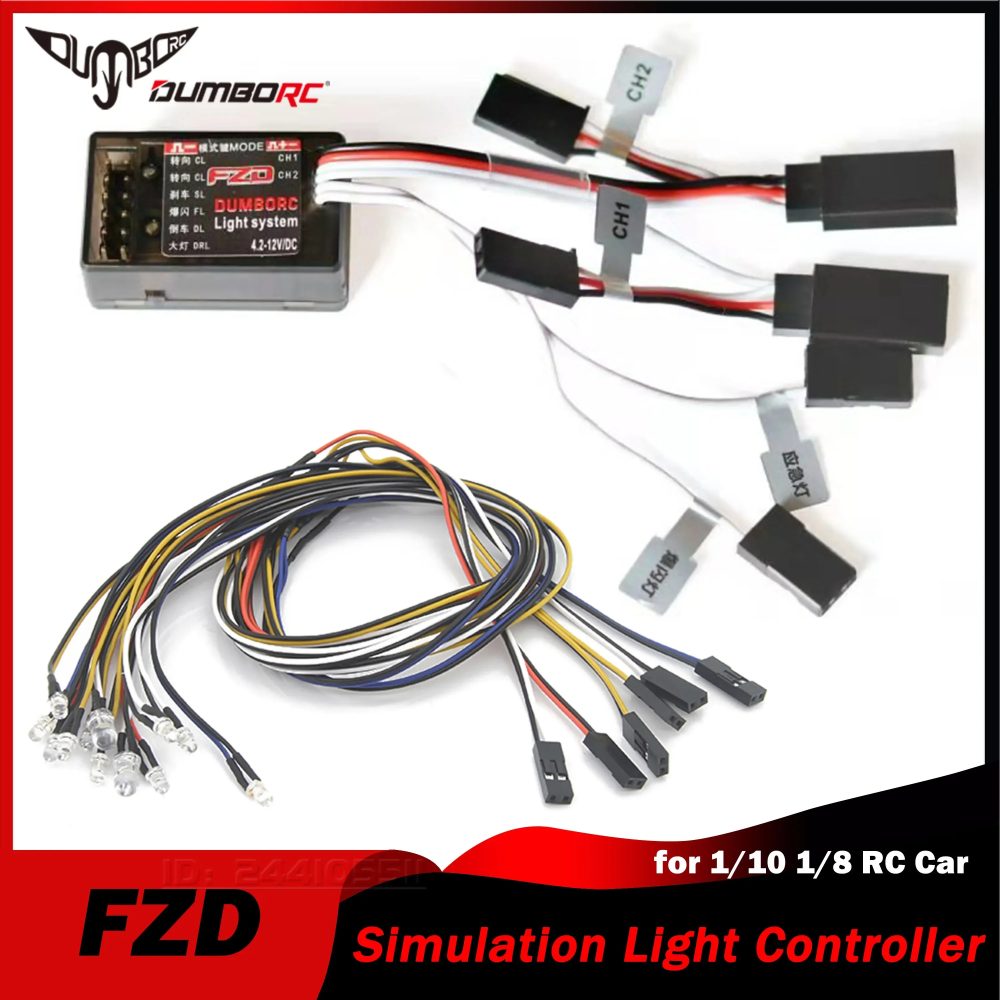 DUMBORC FZD RC Car Simulationslichtregler mit 12 LED-System-Kit für 1/10 1/8 Truck Drift TAMIYA CC01 4WD Axial SCX10 Teil