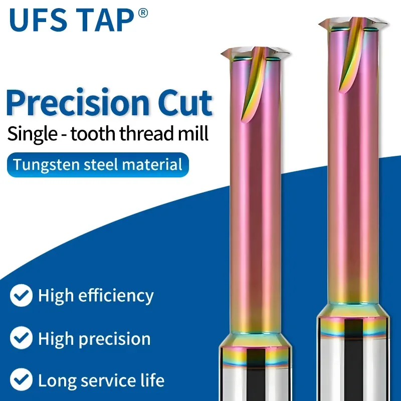 UFS Tap 1PCS CNC Maschine Vhm Einzelnen Zahn Gewinde Fräser M1 M1,6 M2 M3 M4 M5 M6 M8 M10 M12 M12 Mühle Fräser
