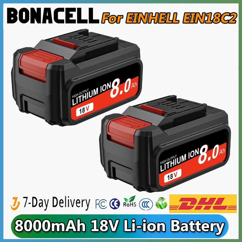 Für EINHELL EIN18C2 18V 8000mAh Li-Ionen-Akku, kompatibel mit Power X-Change PX-BAT4 PX-BAT52 GE-LC 18 Li-Serie