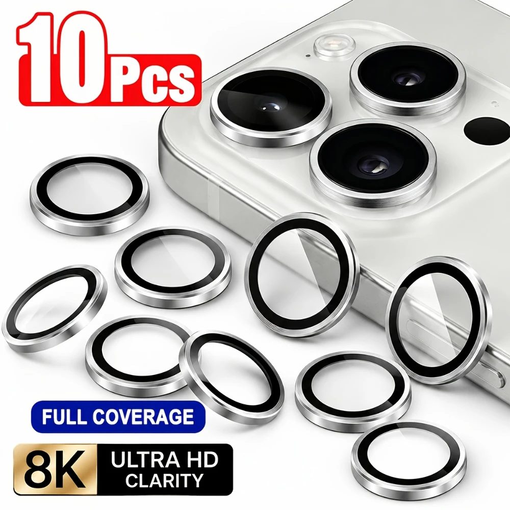 NNBILI 10er-Pack Ultra HD Vollabdeckender Kameraobjektivschutz für iPhone 17 16 15 14 13 12 11 Pro Max 17, Kratzfester Objektivschutz