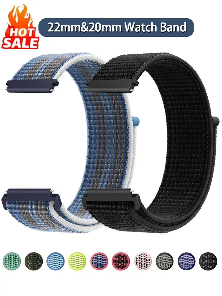 Nylon-Schlaufenarmband für Amazfit Bip 6/5/GTS 4/3/2/2e/Mini/GTR 42 mm/47 mm/GTR 4/3 Pro Sport 20 mm/22 mm Armband Amazfit Active 2 Band
