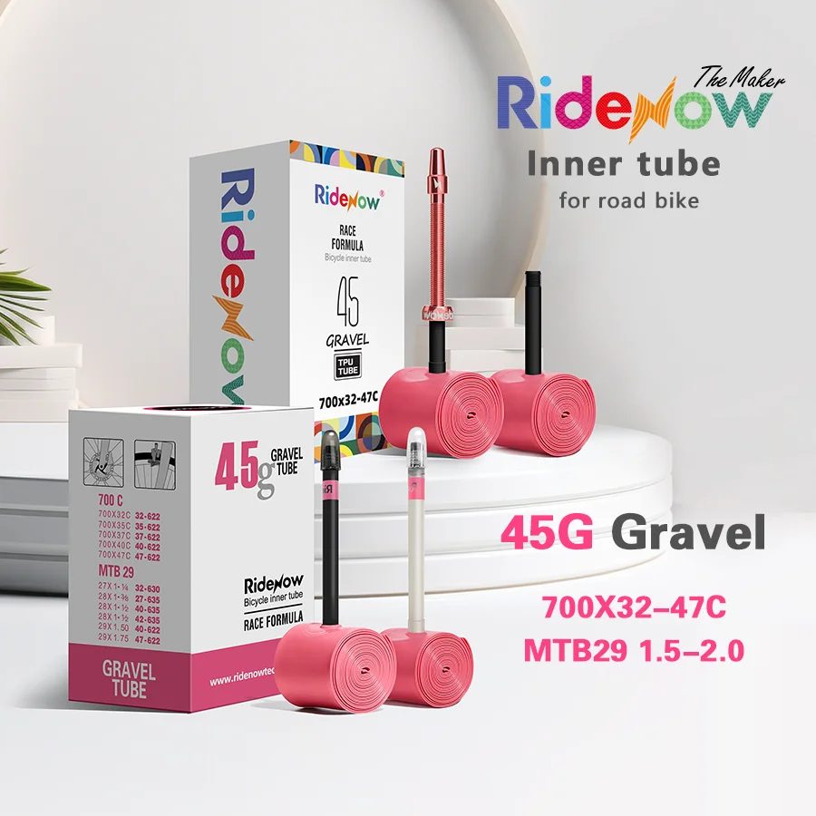 RideNow 700x32-47c Gravel Fahrrad 45g TPU Schlauch MTB29 Kunststoff/Legierung Ventilschaft 2-teiliges Set