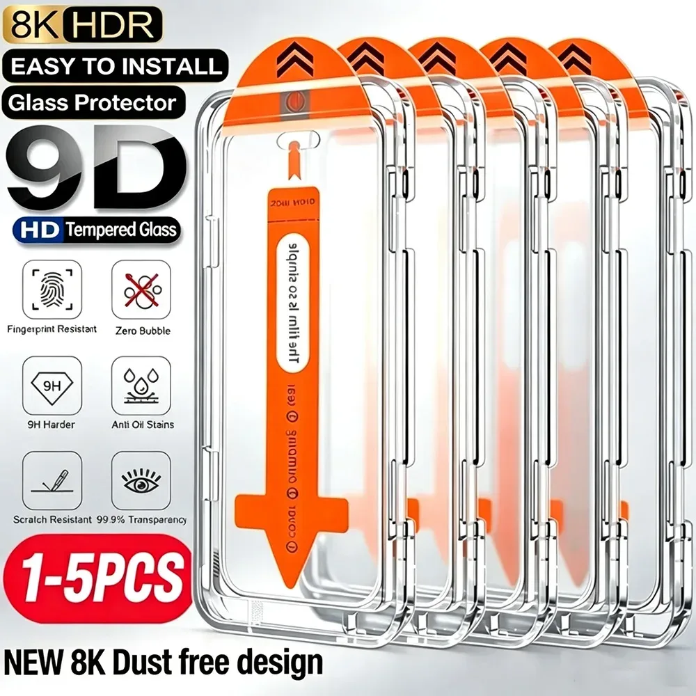 NNBILI 1-5 Stück Staubfreier, einfach zu installierender Displayschutz für iPhone 18 17 16 15 14 11 13 12 15 Pro Max 18 XS XRTempered Glass