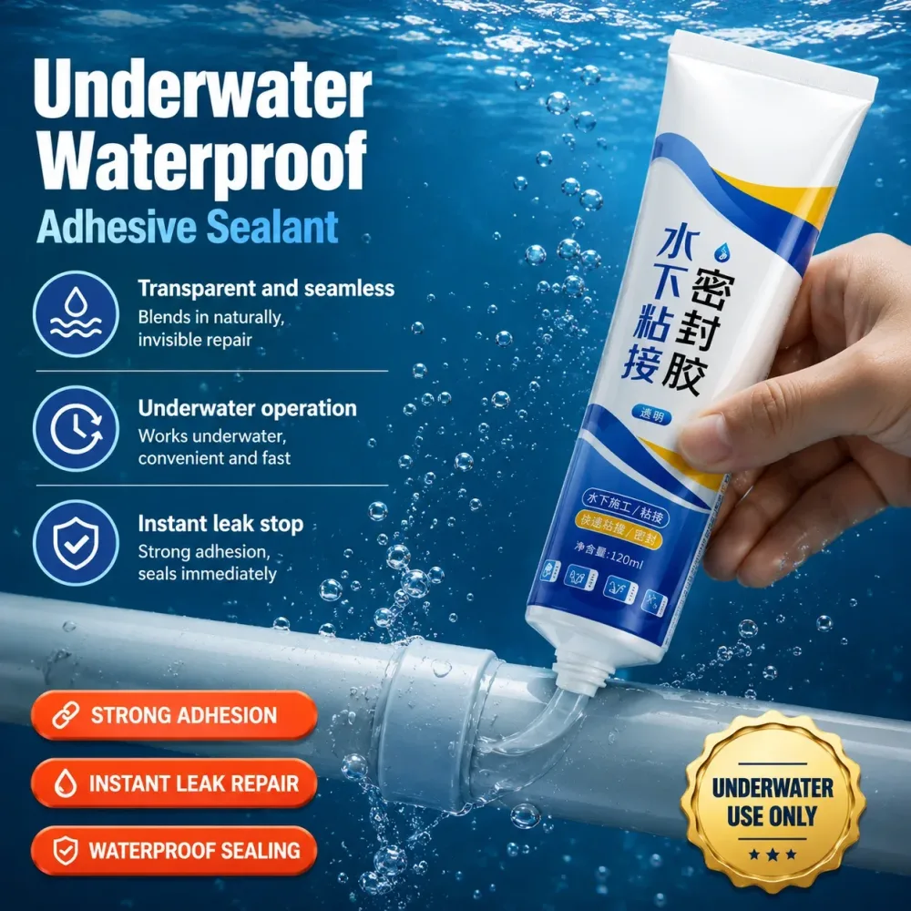 Wasserdichter Dichtungsglaskleber, korrosionsbeständig, Unterwasser-Klebstoff, Dichtmittel, Leckreparaturkleber für Badewanne, Aquarium, Pool